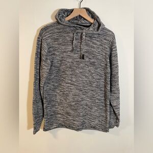 1897 Mens Hooded Knit Sweater Black & White Marbled Size Large Bohemian Boho